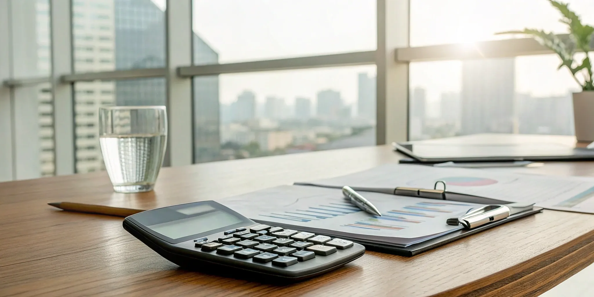 Active fixed income investing tools: calculator, charts, and pen.