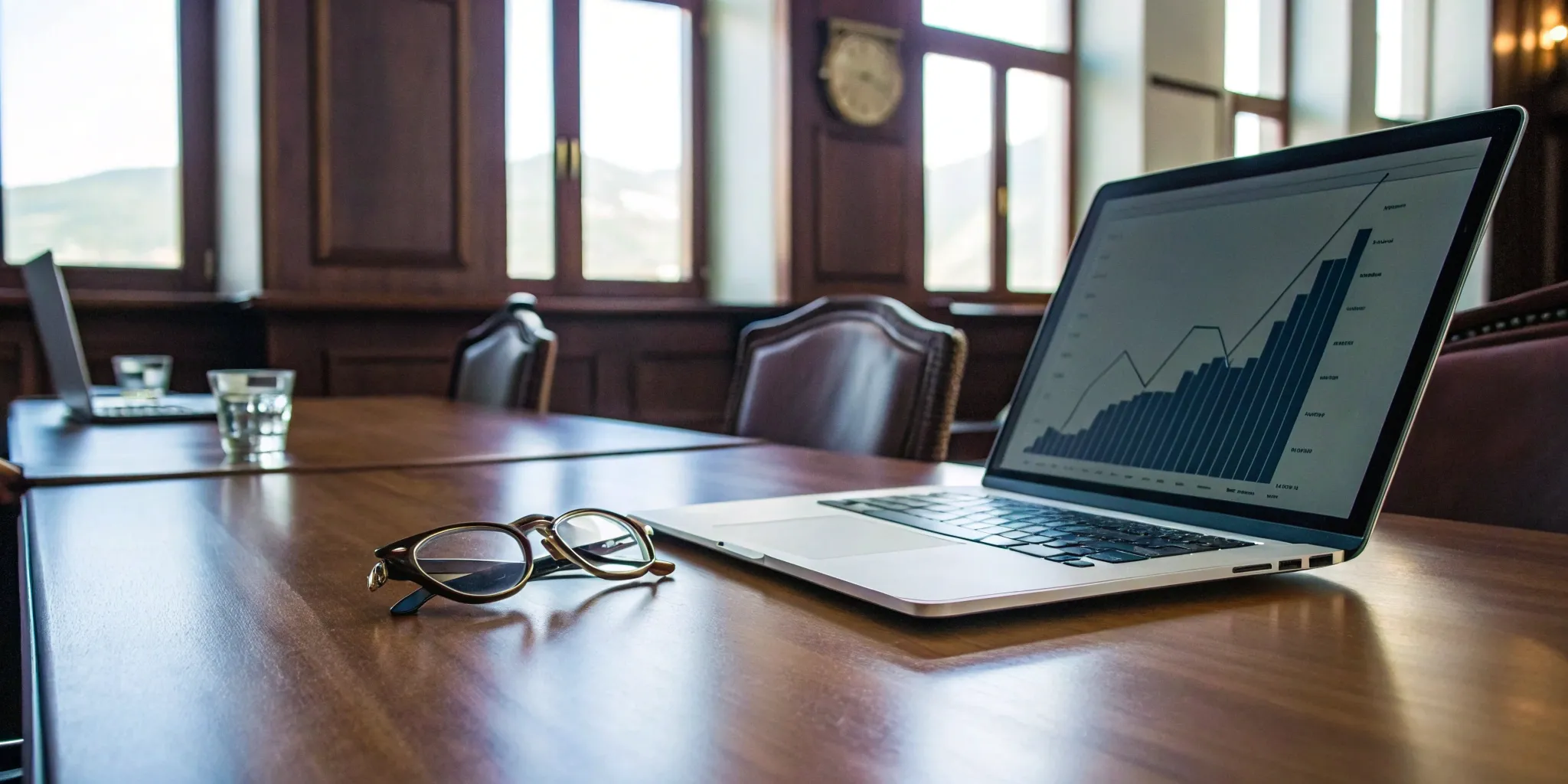 Investment strategy graph on laptop for financial advisors.
