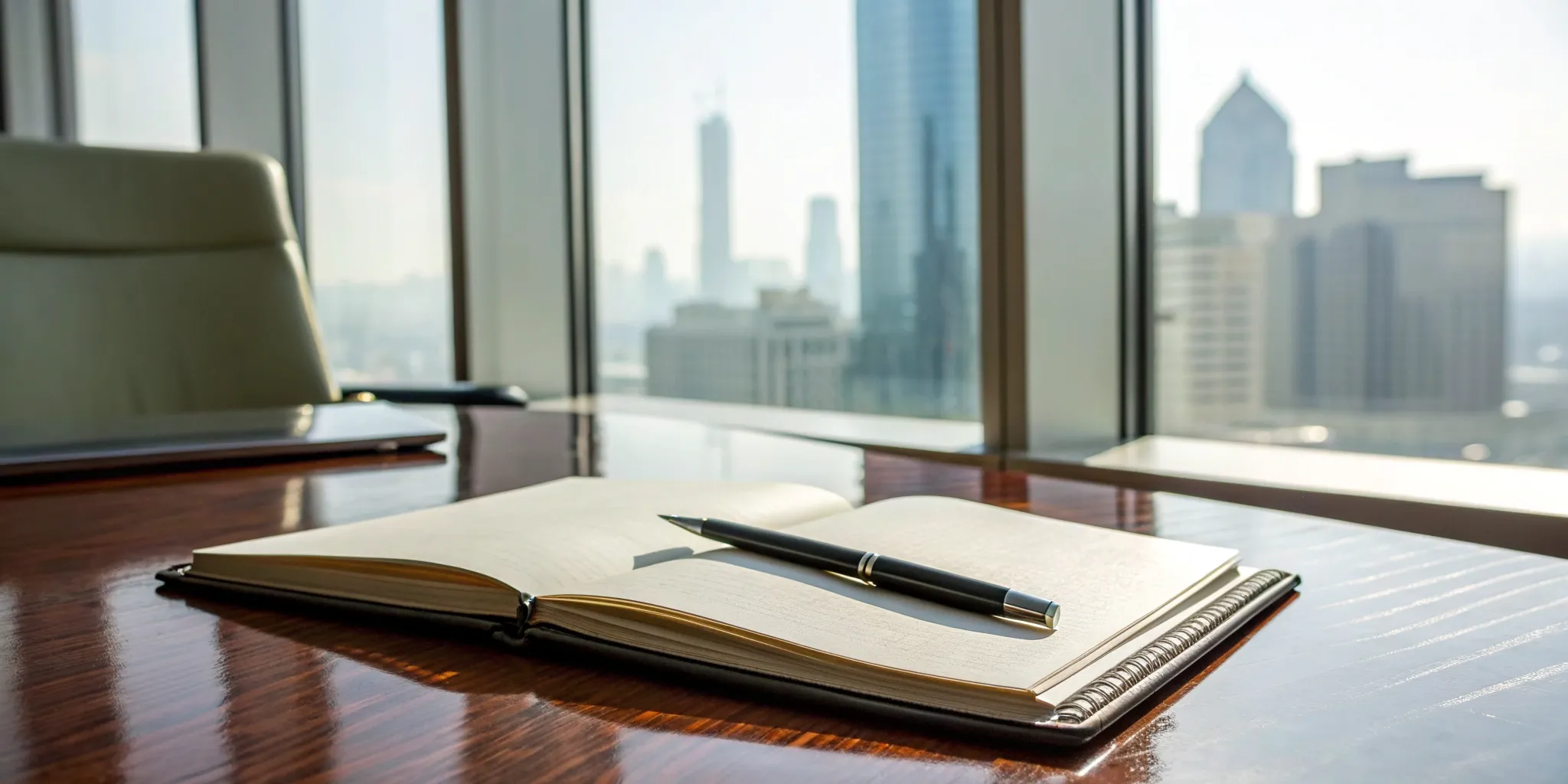 Financial advisor's notebook and pen, ready for client exit planning.