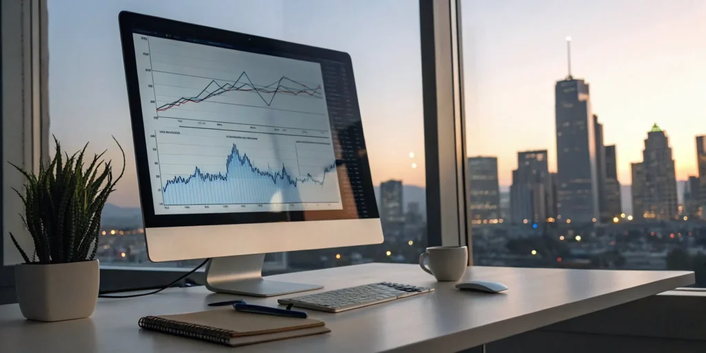 A computer screen with charts showing a tactical asset allocation fund's market shifts.