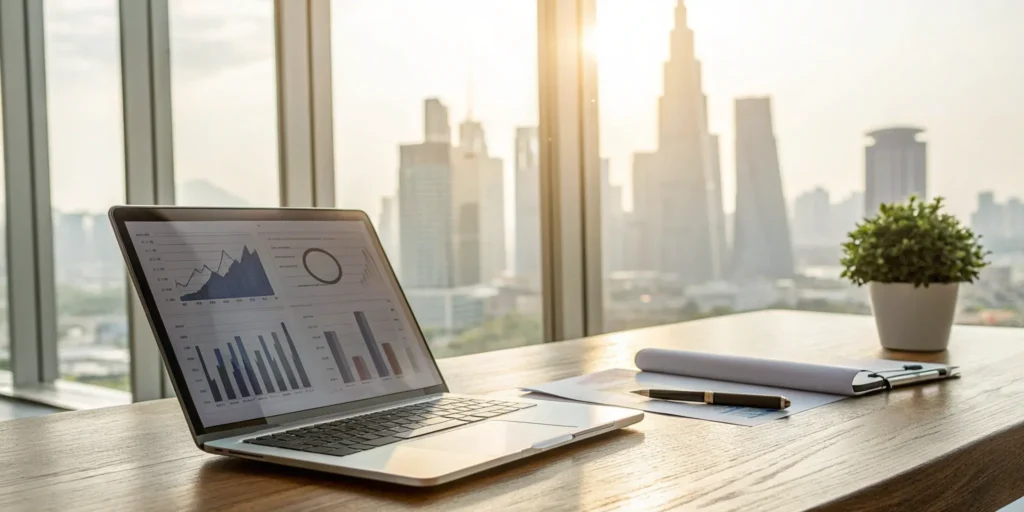 A financial advisor's desk with charts, part of the process of joining an established RIA.
