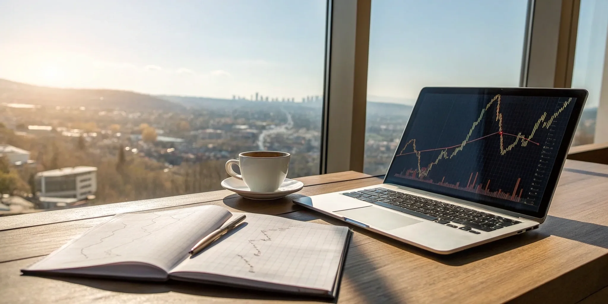 Laptop with investment research charts and data used to find insights for smarter financial decisions.