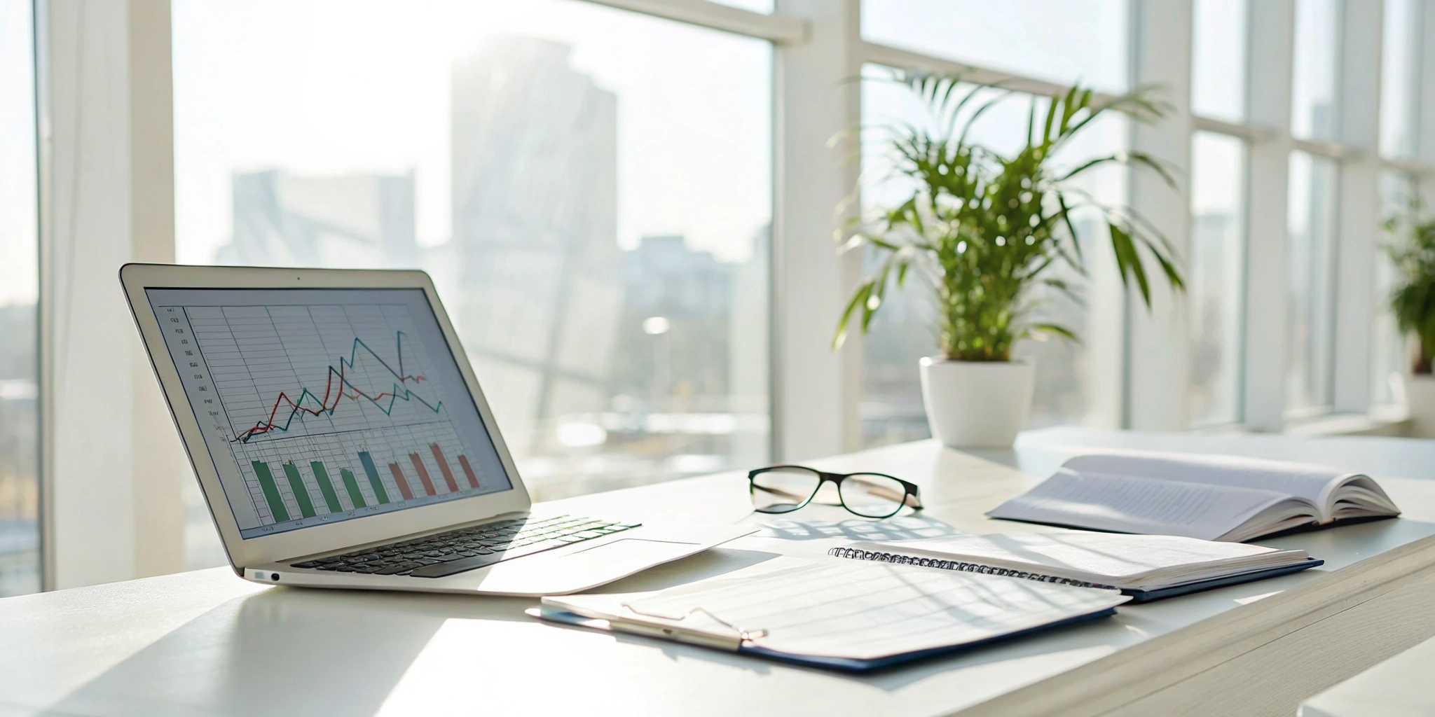 Analyzing financial charts on a laptop for the due diligence process in private investments.