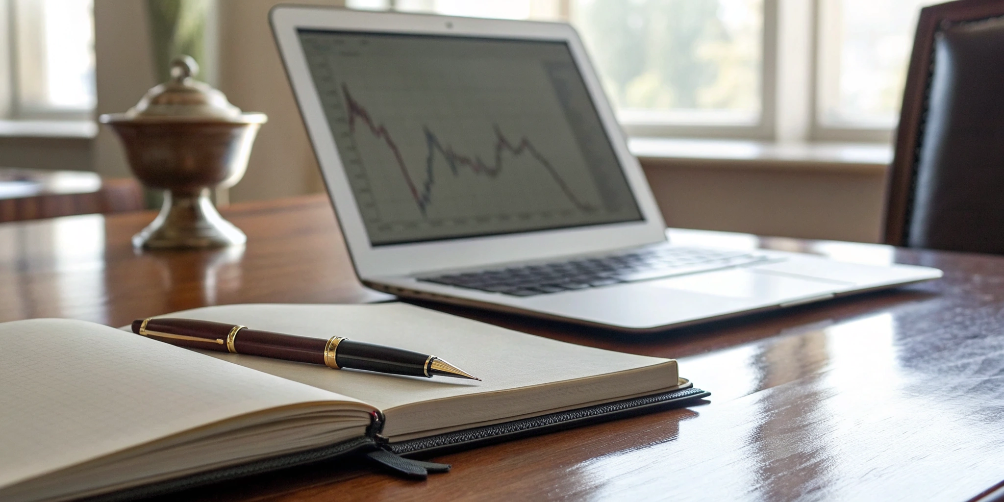 Laptop chart analyzing an endowment portfolio, a key part of professional management services.