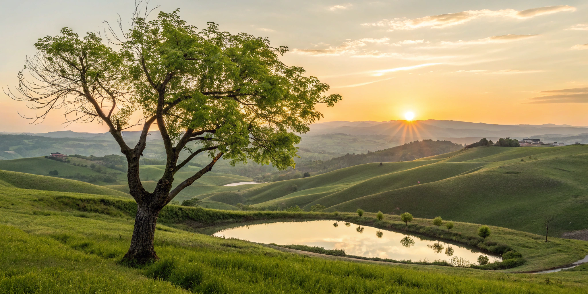 A growing tree at sunrise representing growth investing opportunities.