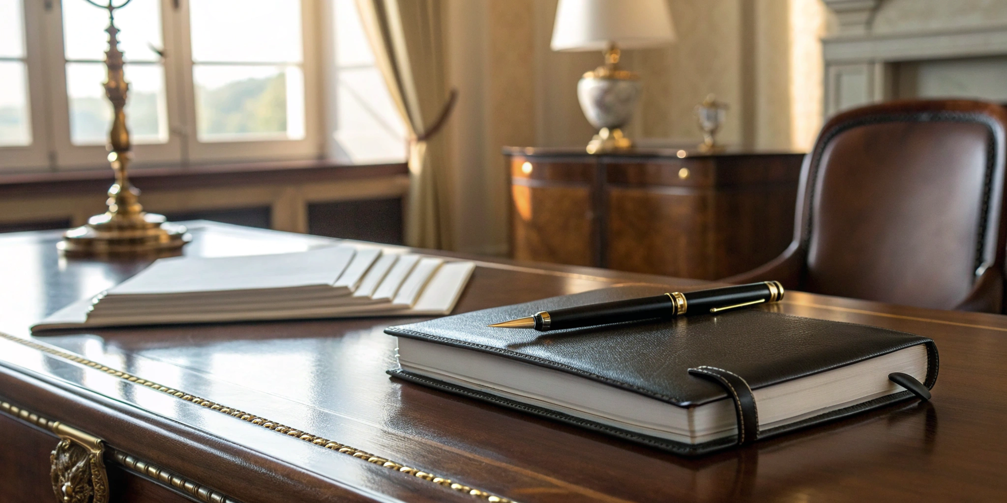 Planning investment solutions for trusts with a notebook and pen on a desk.